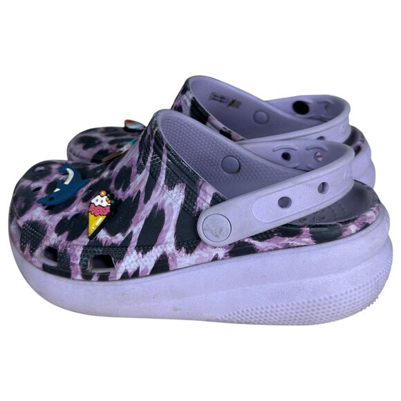 CROCS Cutie Crush Leopard Platform Clogs Youth Kids Size 3 - Picture 2 of 7